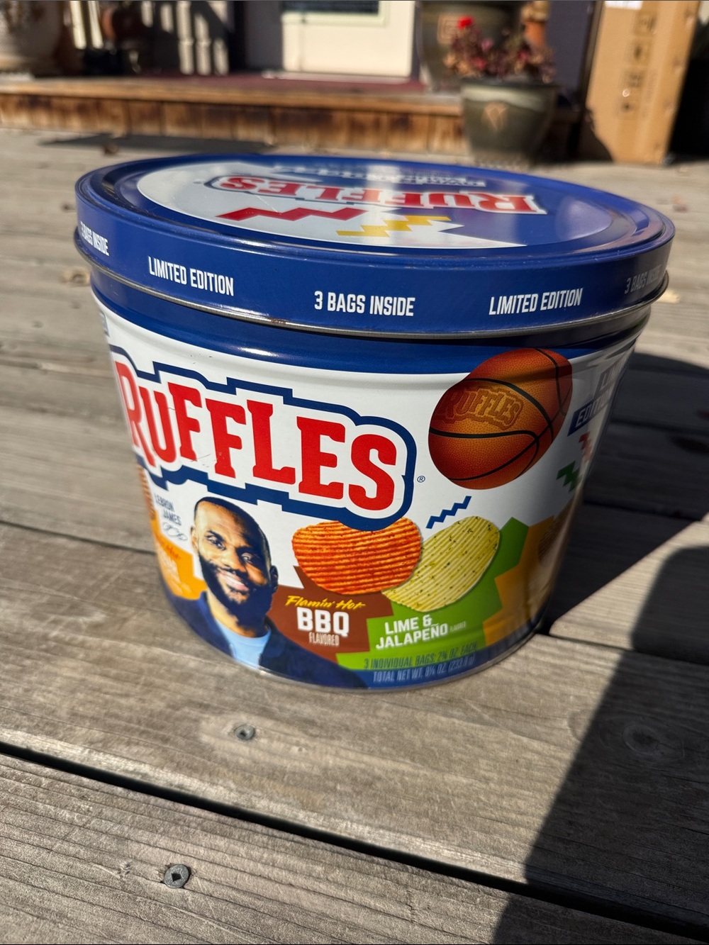 Ruffles Limited Edition LeBron James Flamin Hot Chips Tin. Highly Collectible
